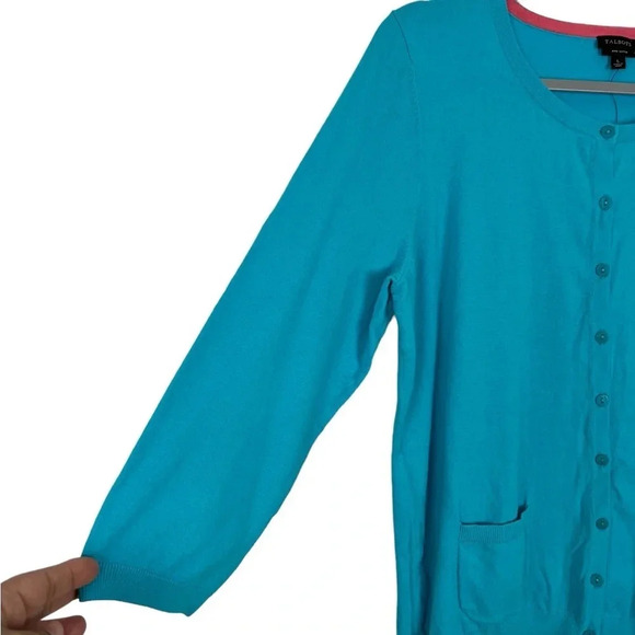 Talbots New Women’s L Pima Cotton Blend Button Up 3/4 Sleeve Stretchy Cardigan - Picture 5 of 6